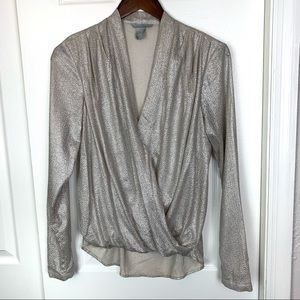 3/$25 H&M Cream Sparkle Faux Wrap Blouse Size 4